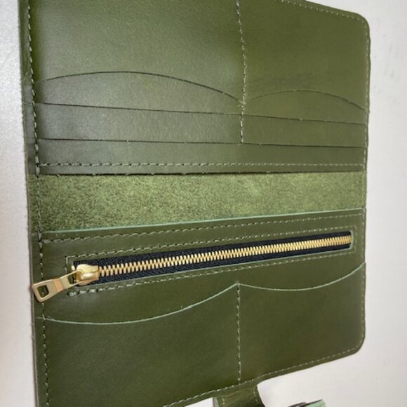 Portland Leather Goods Bifold Wallet NEW Green - Picture 4 of 5